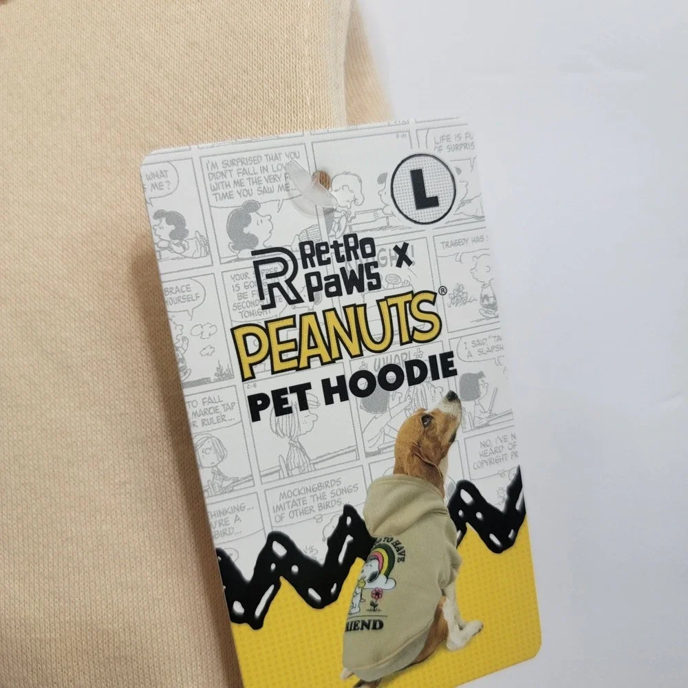 NWT Retro Paws Peanuts Snoopy & Woodstock Friends Rainbow‎ Pet Hoodie Large Dog